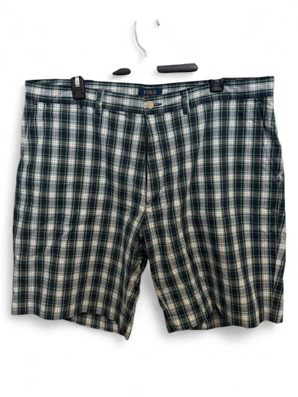Ralph Lauren Green and White Plaid Flat Front Men’s Shorts